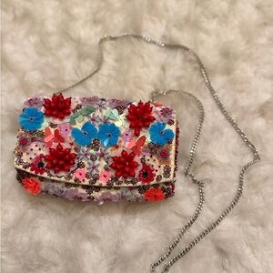 Colorful Floral Embellished Clutch